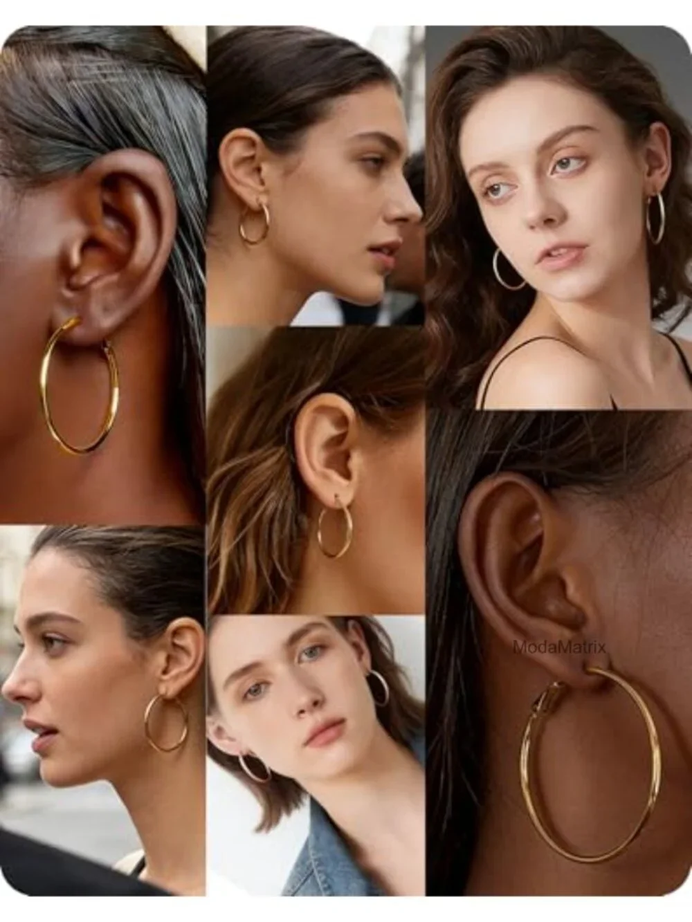 6 Pairs Gold Silver Hoop Earrings Set - 14K Gold Plated 316 Stainless Steel